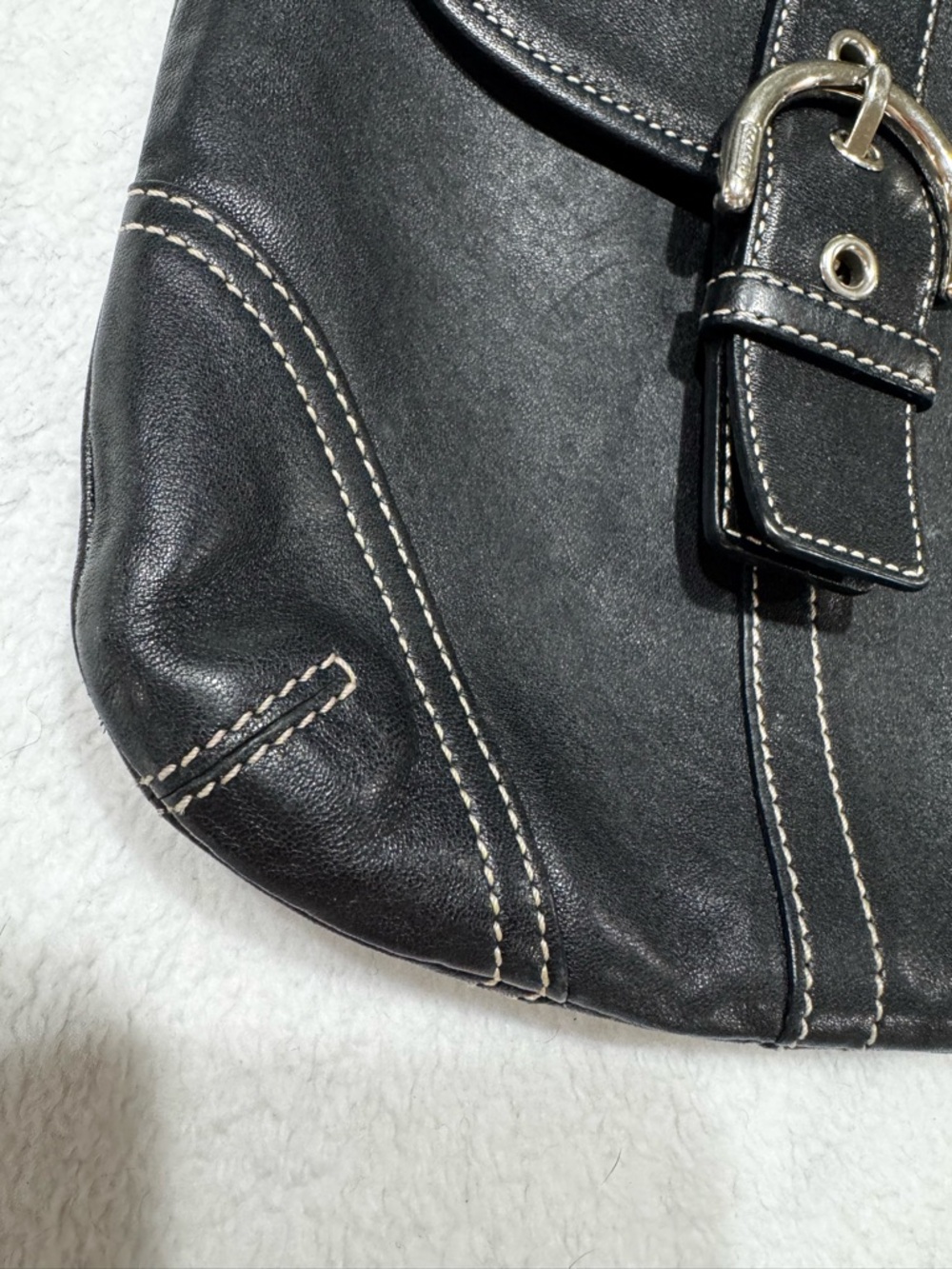 Coach Black Leather Crossbody Bag Flap Buckle Legacy Style Adjustable Strap - Picture 12 of 15